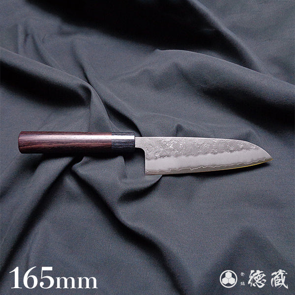 銀三 梨地仕上 三徳包丁 紫檀