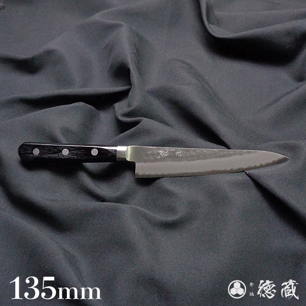 青S 槌目仕上 ペティナイフ 黒ハンドル