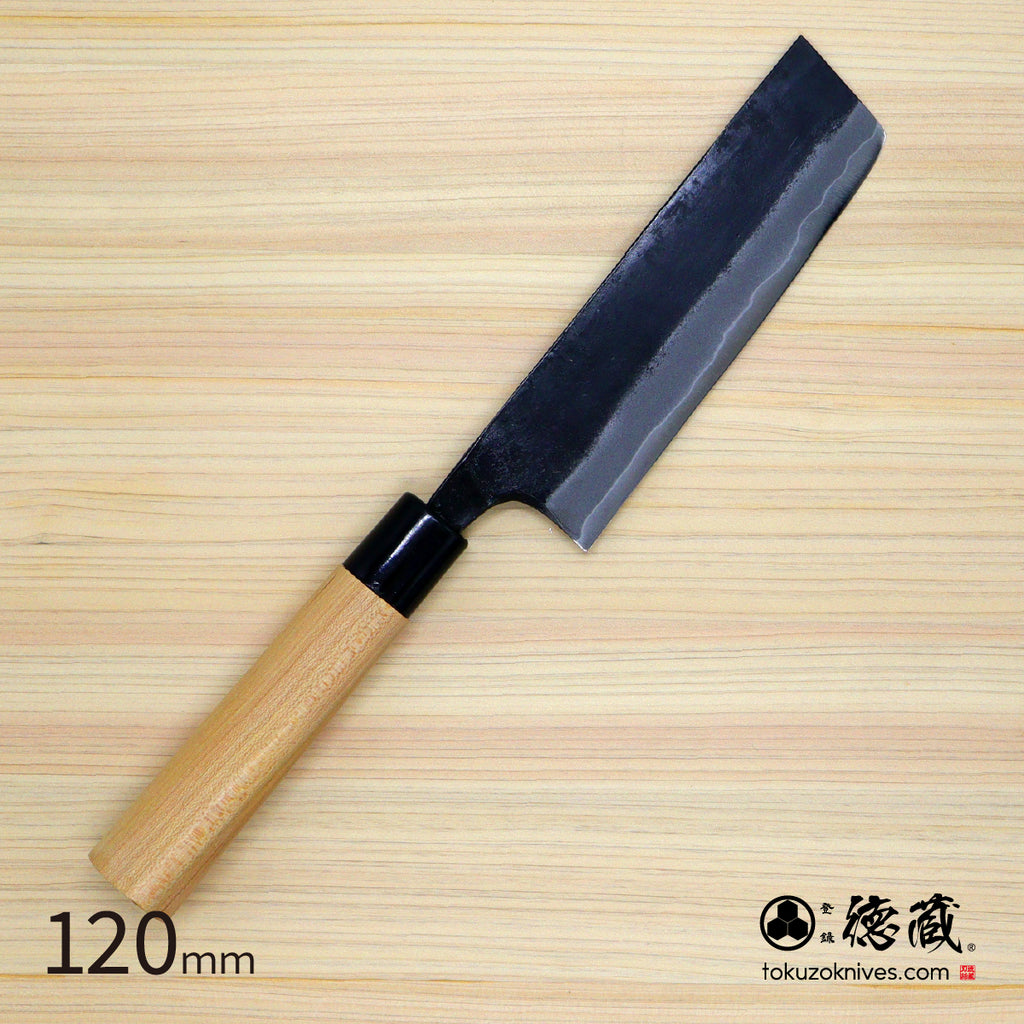 德藏 白钢 淬火留黑加工 菜刀 樱木柄