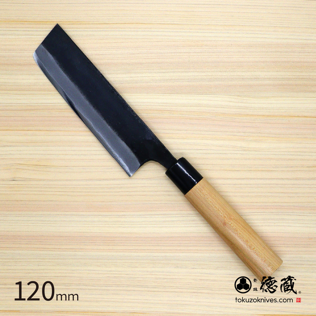 德藏 白钢 淬火留黑加工 菜刀 樱木柄