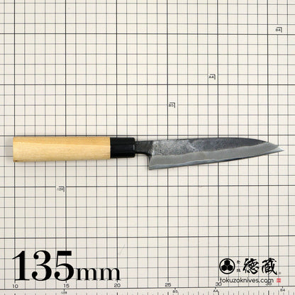 徳蔵　白鋼　黒打仕上　ペティナイフ　桜柄