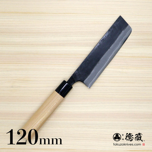 徳蔵 白鋼 黒打仕上げ 菜切包丁 120mm 桜柄