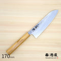 Gin San Santoku Knife  Pearskin Finish Olive Wood Handle