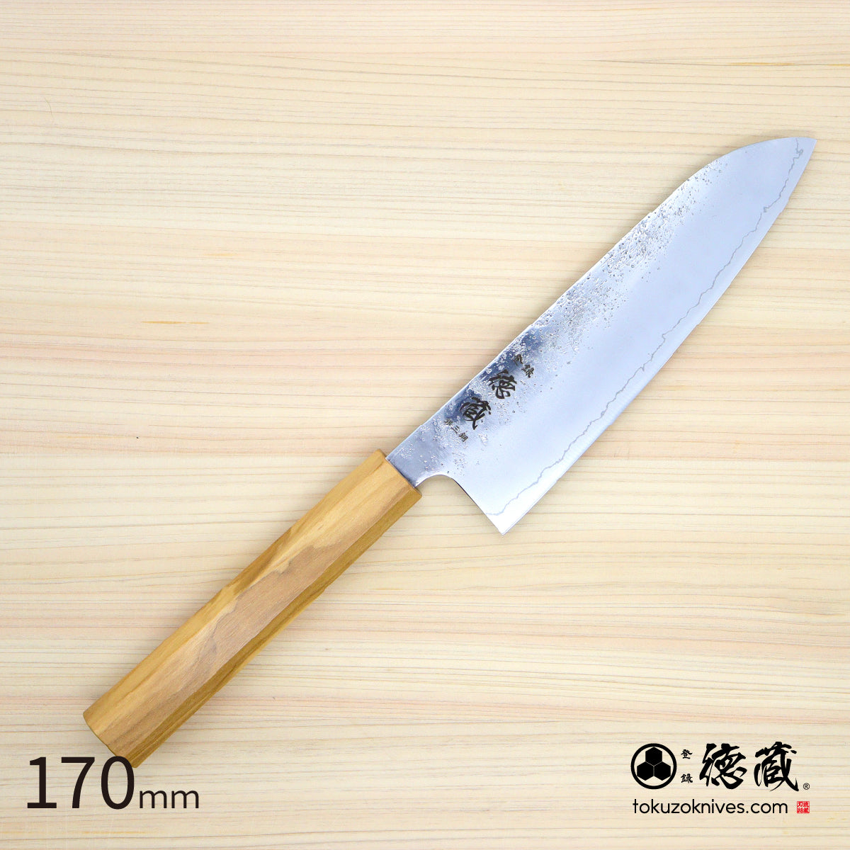 Gin San Santoku Knife  Pearskin Finish Olive Wood Handle