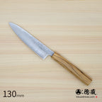 Gin San Petty / Paring Knife   Pearskin Finish Olive Wood Handle