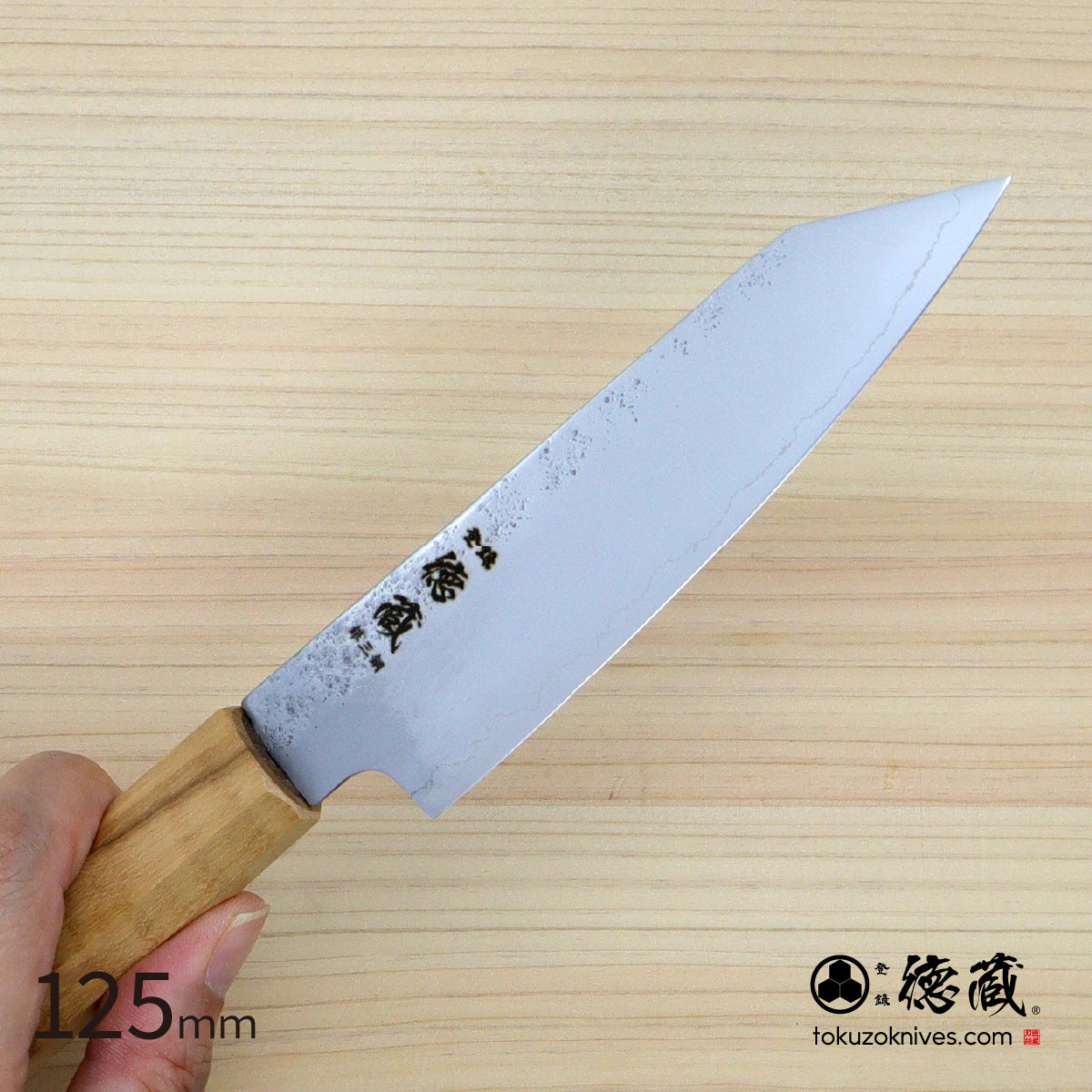 銀三 切付包丁 梨地仕上げ オリーブ柄