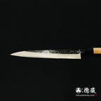 青二　ダマスカス　黒打仕上　筋引包丁　胡桃八角柄
