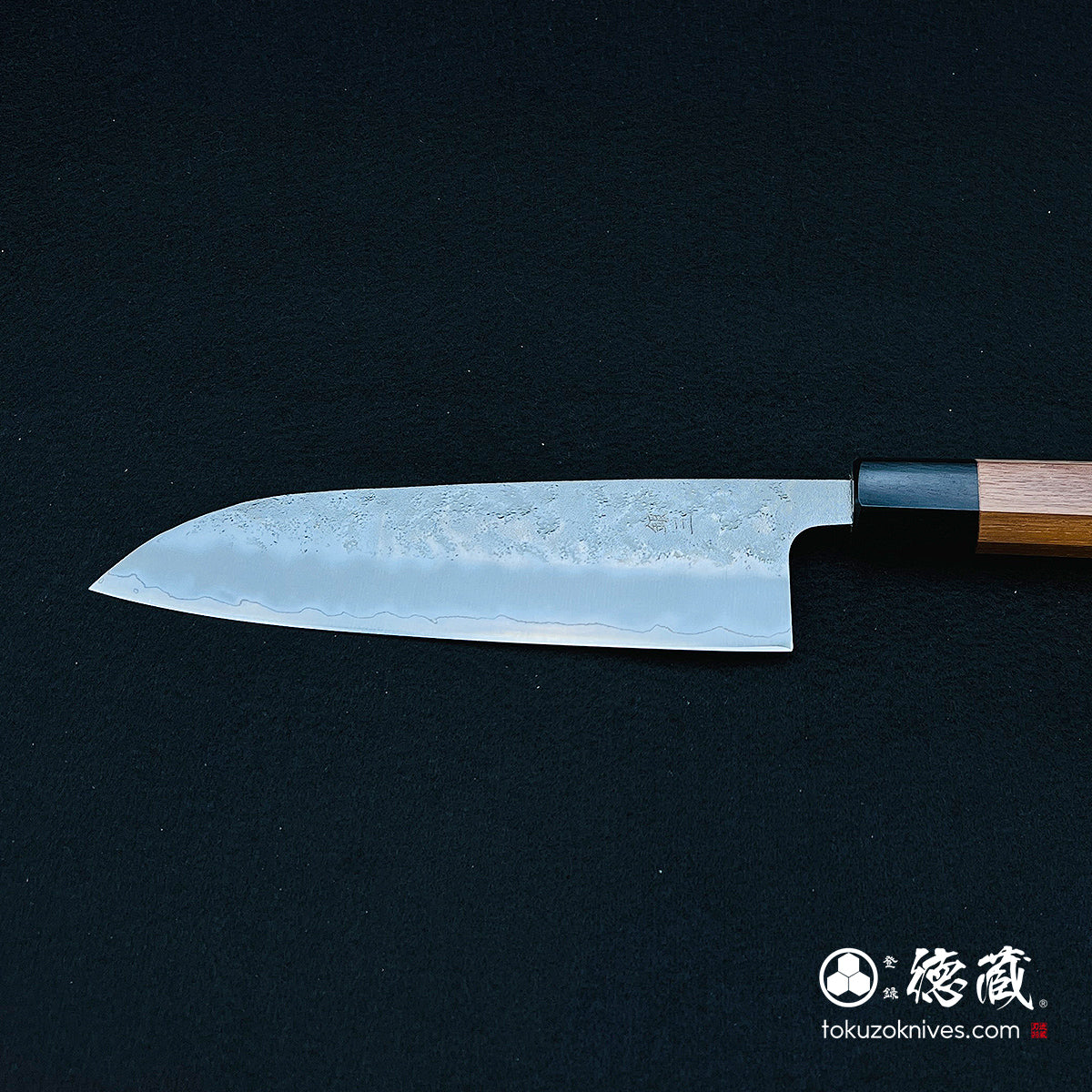 Ginsan Satin Finish Santoku Knife with Walnut Octagonal Handle