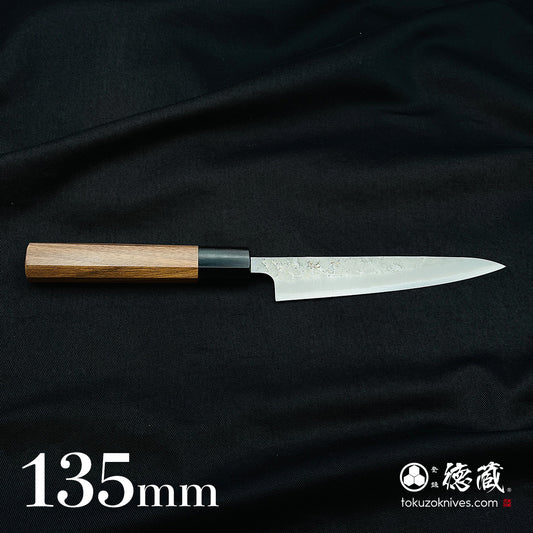 銀三 梨地仕上 ペティナイフ 胡桃八角柄