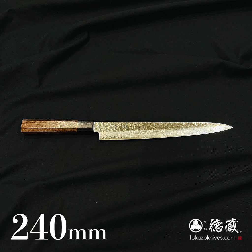 AUS10 Sujihiki 刀 Damarose 八角形手柄