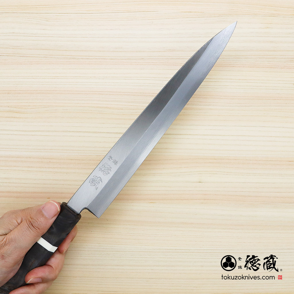 銀三 单刃柳刃刀 稳定木（白环）八角手柄