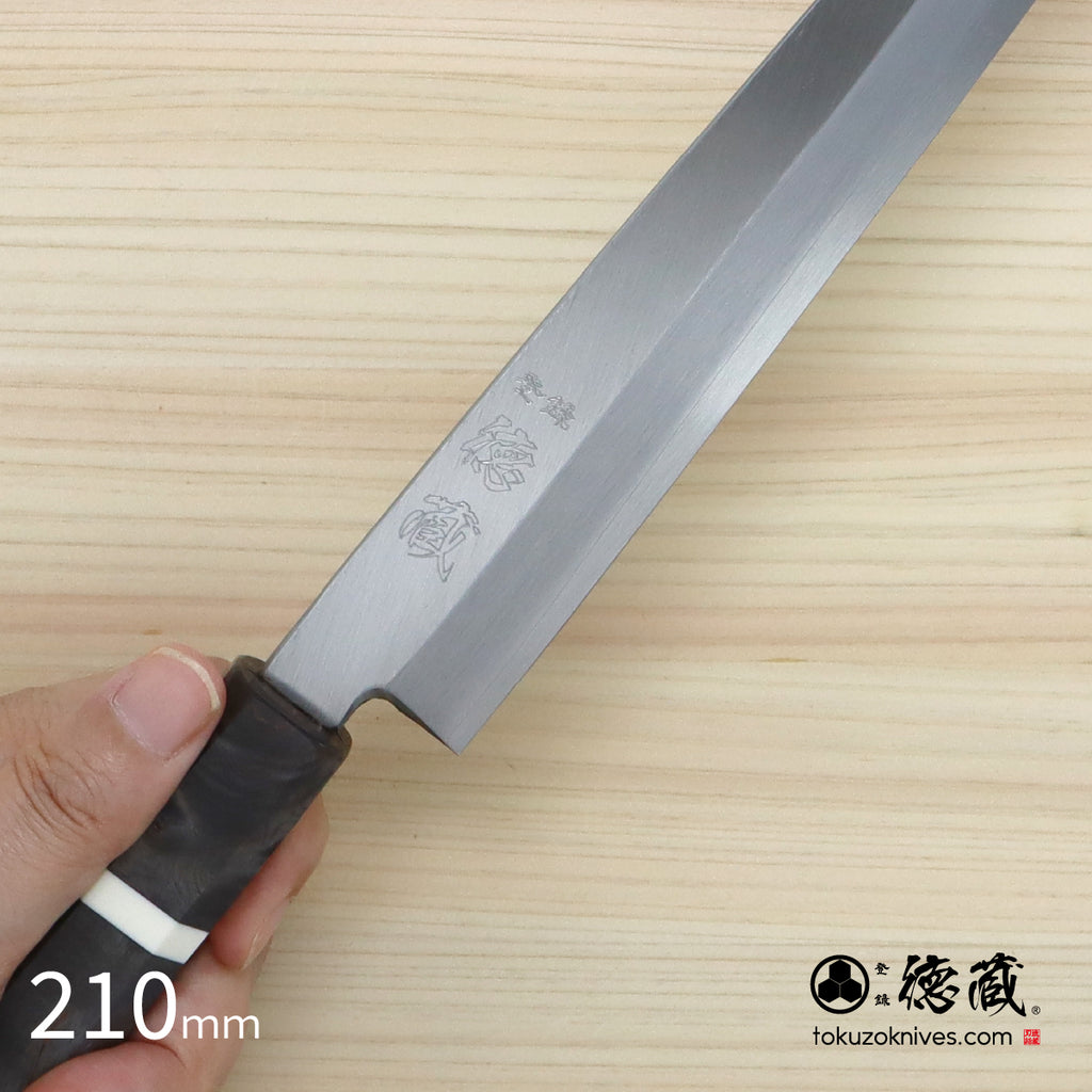Ginsan Single-edged Yanagiba Knife Stabilized (White Ring) Octagonal