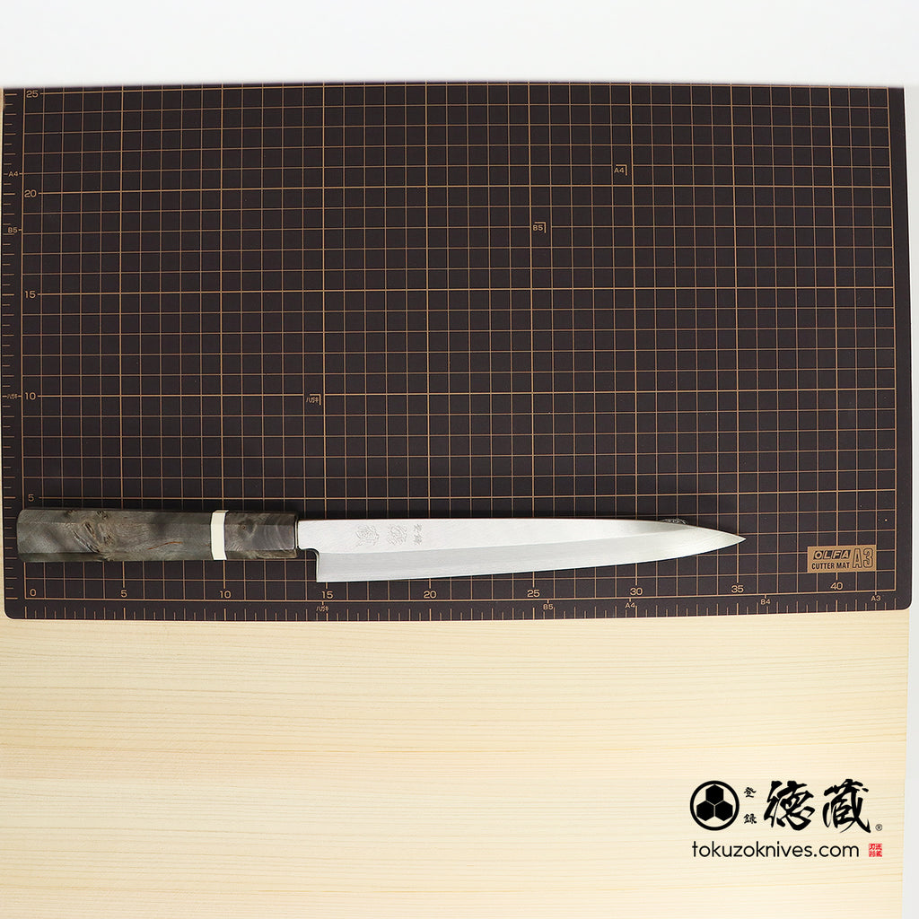 銀三 单刃柳刃刀 稳定木（白环）八角手柄
