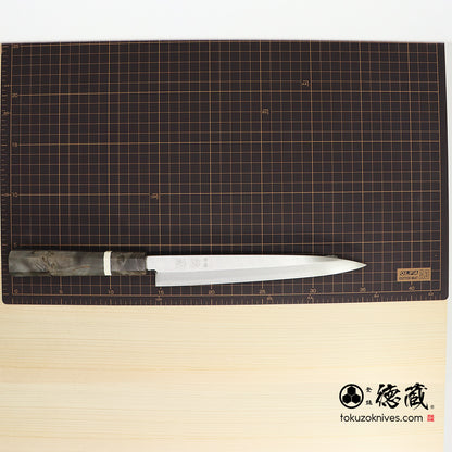 銀三　片刃　柳刃包丁　スタビライズ（白輪）　八角