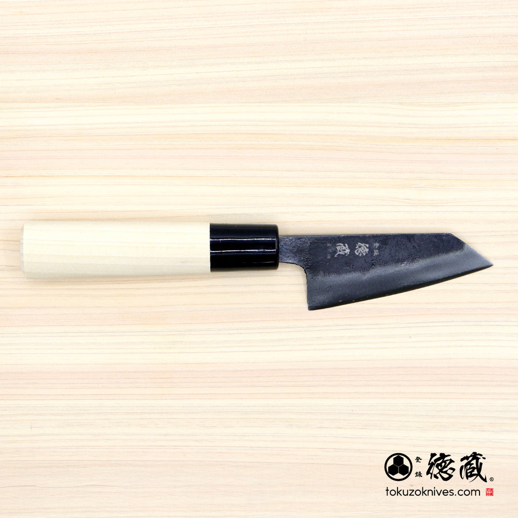 青二　淬火留黑加工　文化小刀　朴木手柄