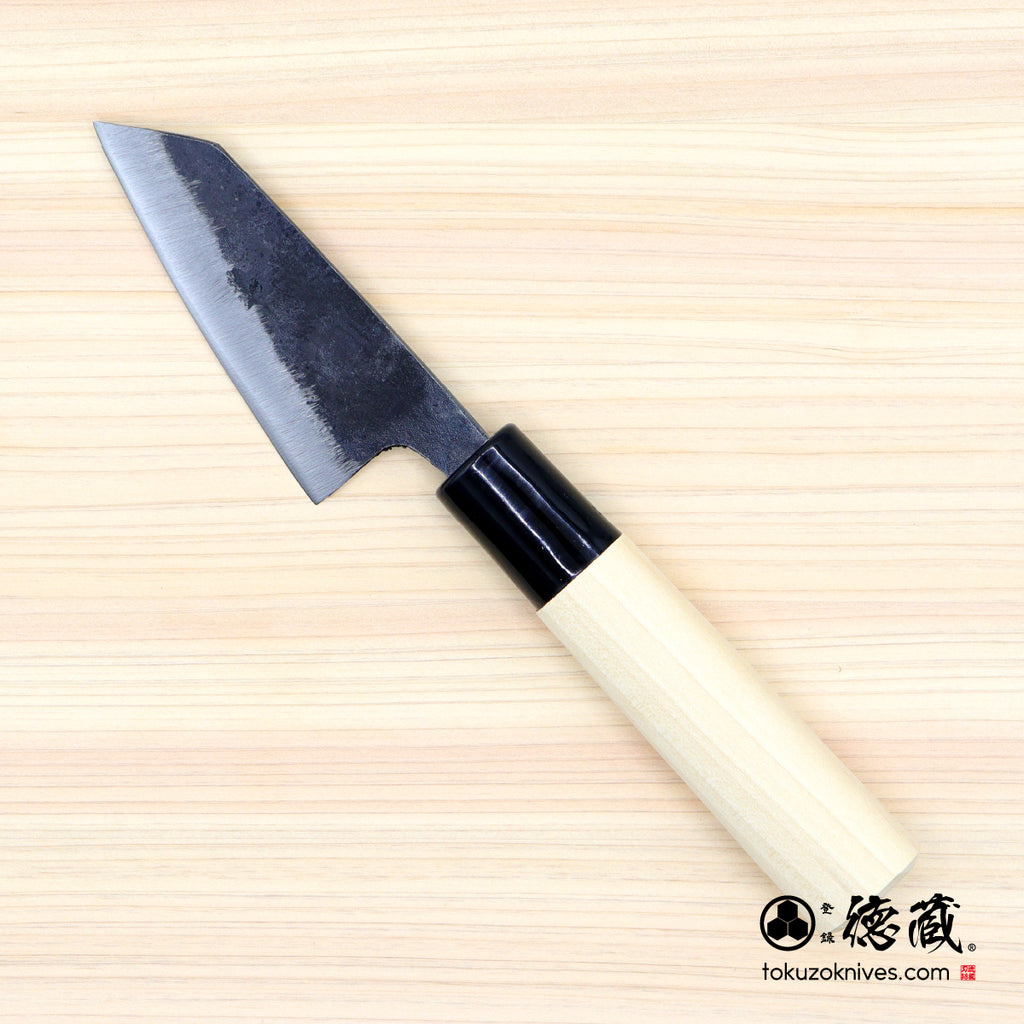 青二　淬火留黑加工　文化小刀　朴木手柄