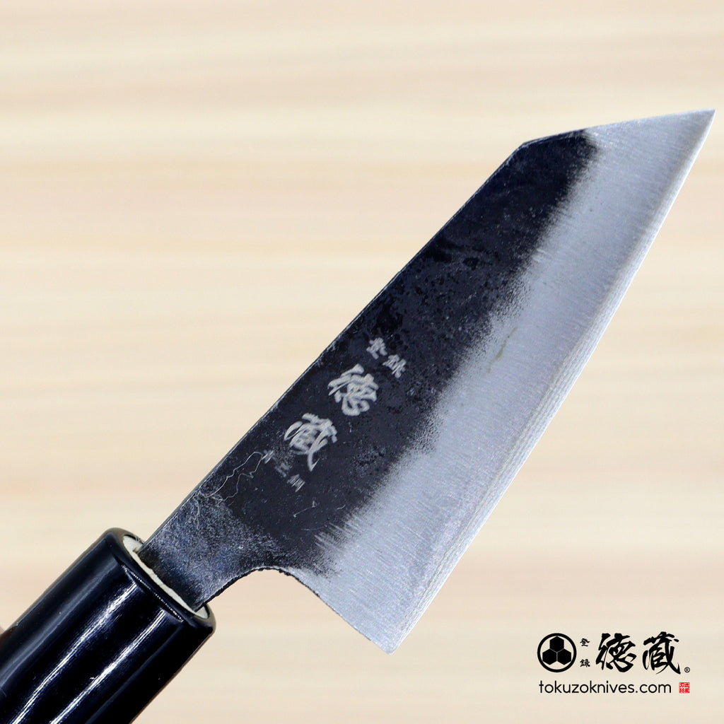 青二　淬火留黑加工　文化小刀　朴木手柄