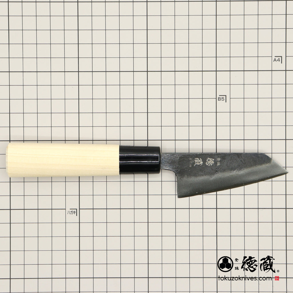 青二　淬火留黑加工　文化小刀　朴木手柄
