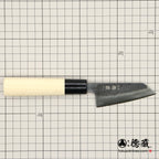 青二　淬火留黑加工　文化小刀　朴木手柄