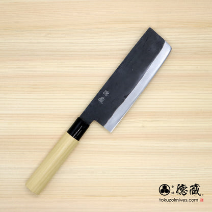 徳蔵　白二　黒打仕上　菜切包丁　朴柄