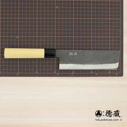 徳蔵　白二　黒打仕上　菜切包丁　朴柄