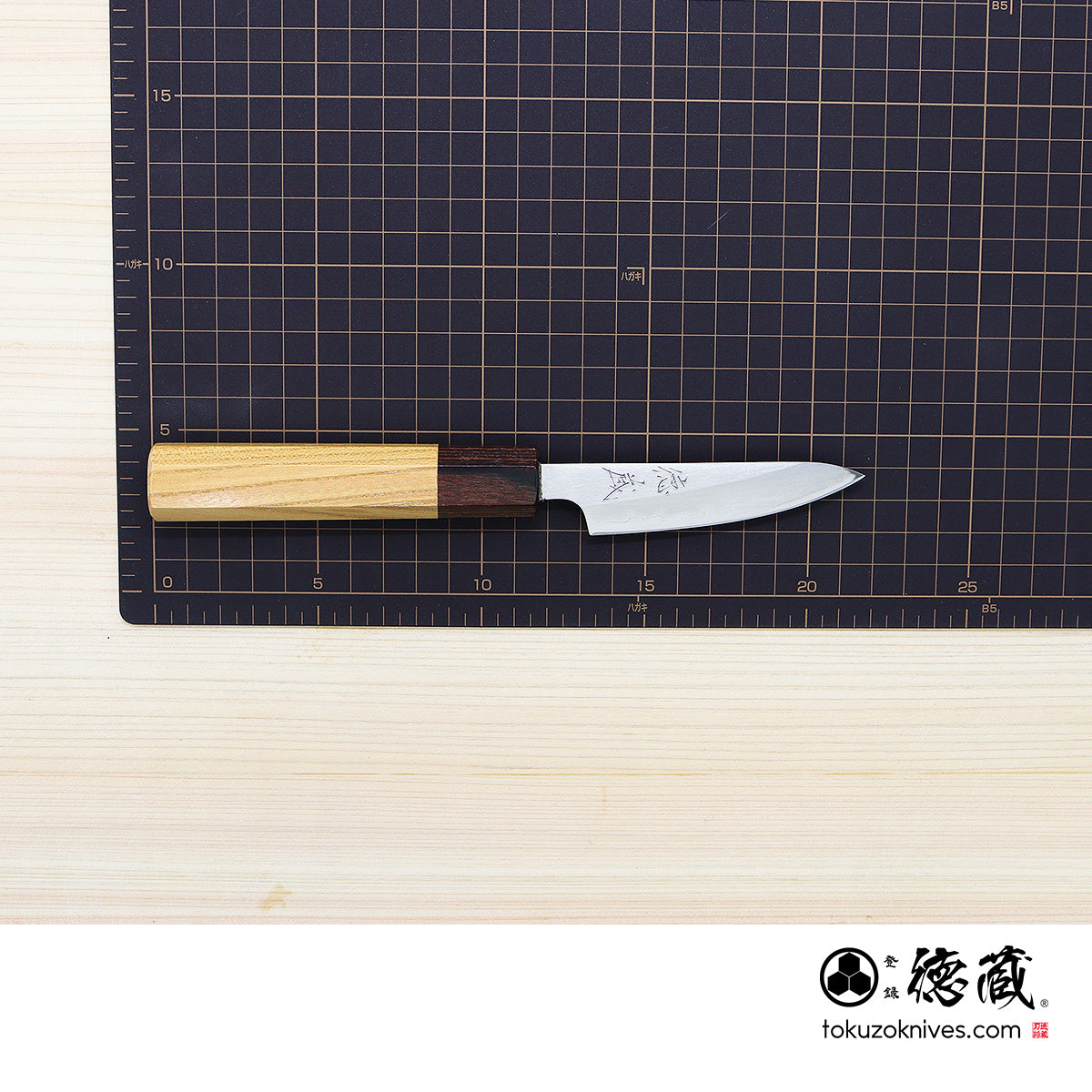 白一　ペティナイフ　ケヤキ八角柄