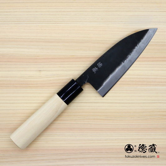 徳蔵　白二　黒打仕上　出刃包丁　朴柄