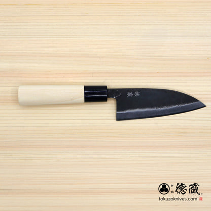 徳蔵　白二　黒打仕上　出刃包丁　朴柄
