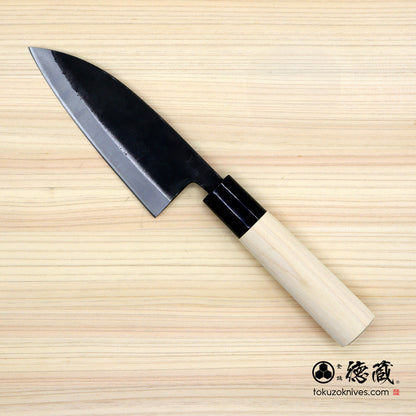 徳蔵　白二　黒打仕上　出刃包丁　朴柄