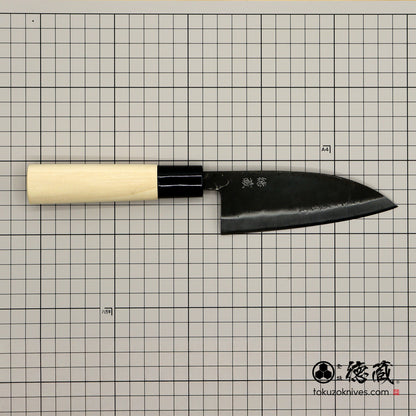 徳蔵　白二　黒打仕上　出刃包丁　朴柄