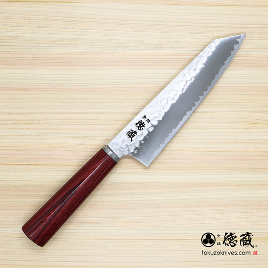 VG10  槌目仕上げ 切付三徳包丁 赤合板柄