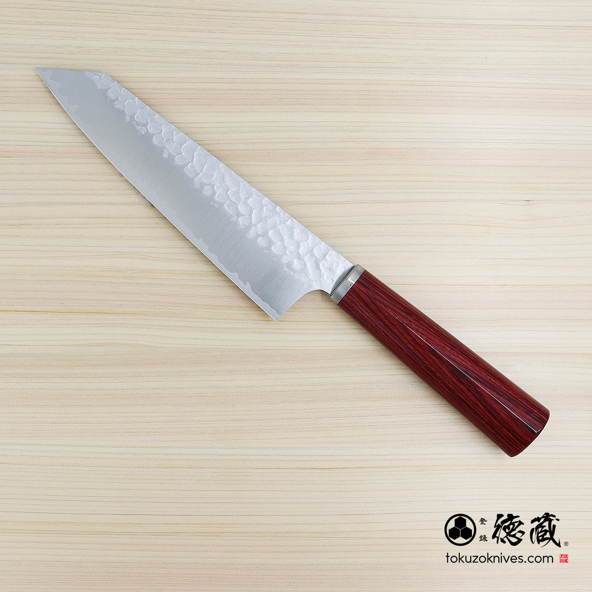 VG10　槌目仕上　切付三徳包丁　赤合板柄