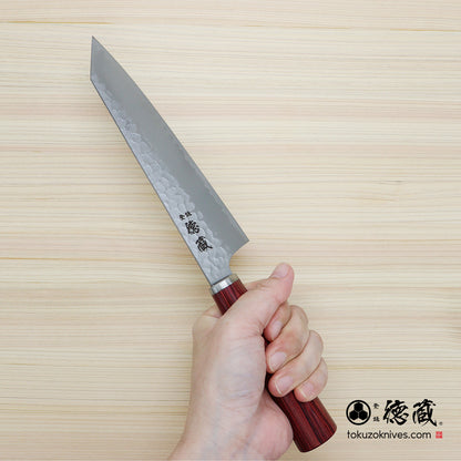 VG10  槌目仕上げ 切付三徳包丁 赤合板柄