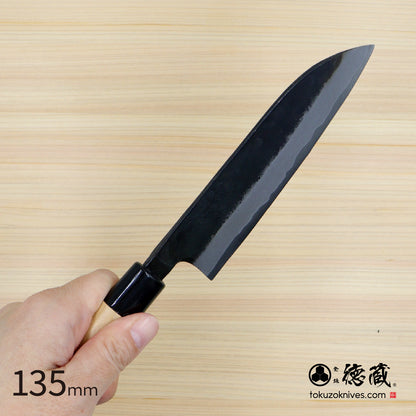 徳蔵　白鋼　黒打仕上　三徳包丁　桜柄