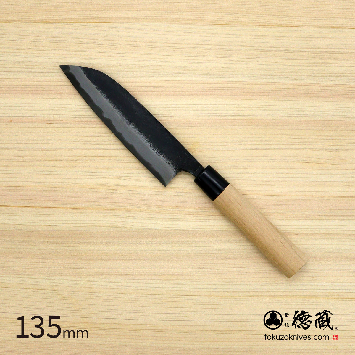 德藏 黑涂 三德刀 白钢 樱花木手柄