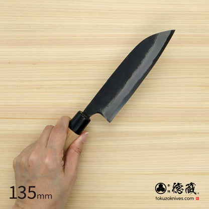 德藏 白钢 黑打厨刀 120mm 樱木柄