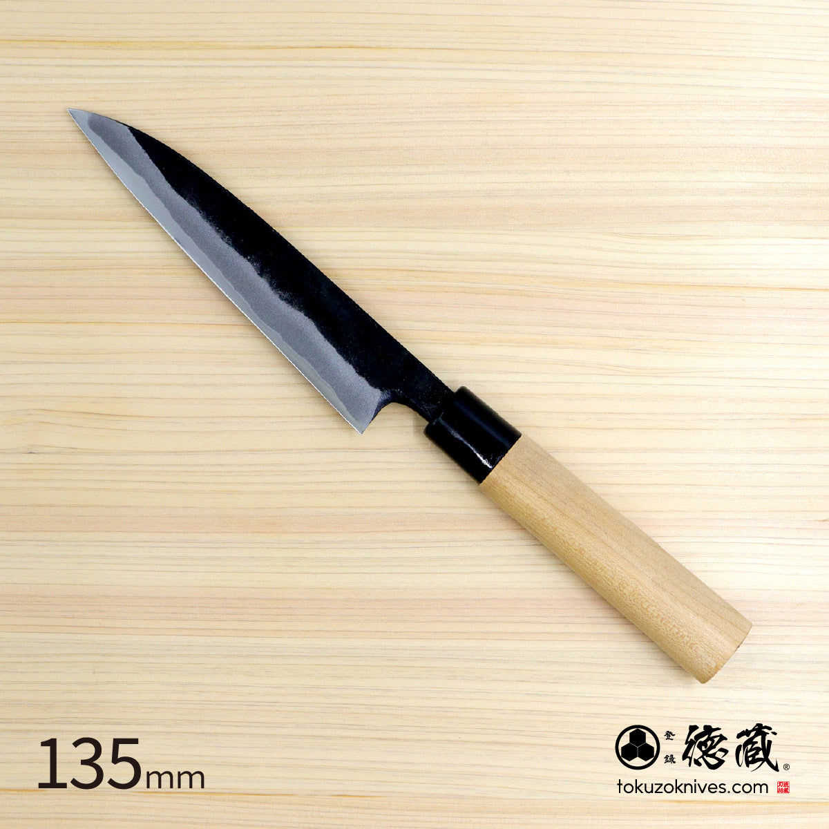 Tokuzo Shirogami White Steel Kuro-uchi Finish Petty Knife - Cherry Blossom Handle