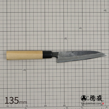 徳蔵　白鋼　黒打仕上　ペティナイフ　桜柄