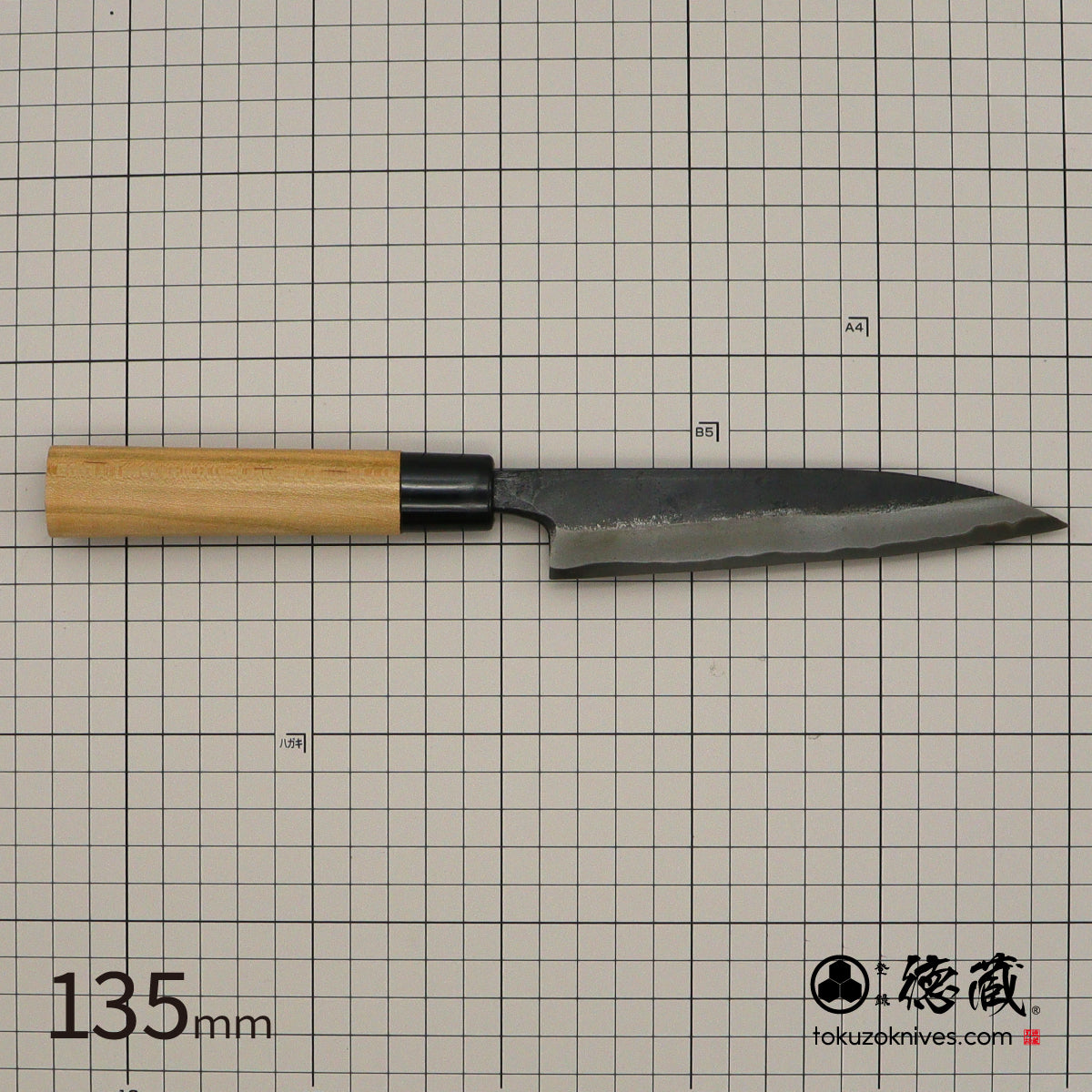 德藏 黑打 水果刀 白钢 黑染 樱花手柄