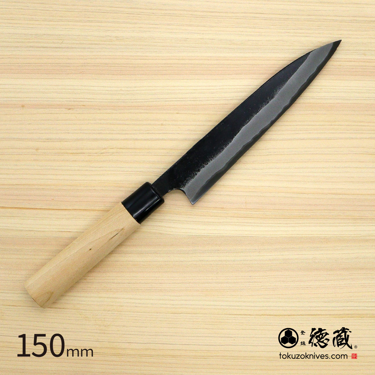 德藏 黑打 水果刀 白钢 黑染 樱花手柄