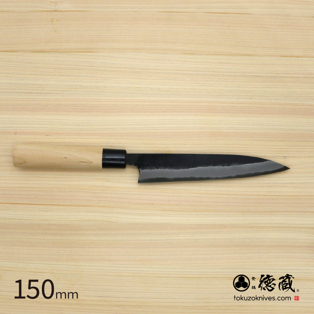 德藏 黑打 水果刀 白钢 黑染 樱花手柄