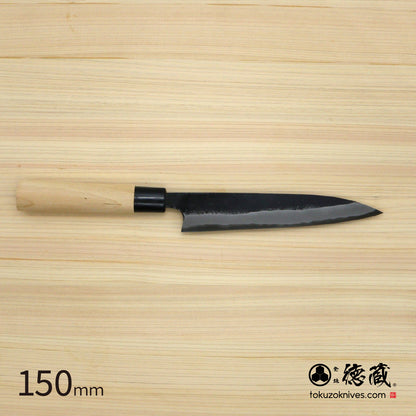 徳蔵 黒打 ペティナイフ 白鋼 黒染 桜柄
