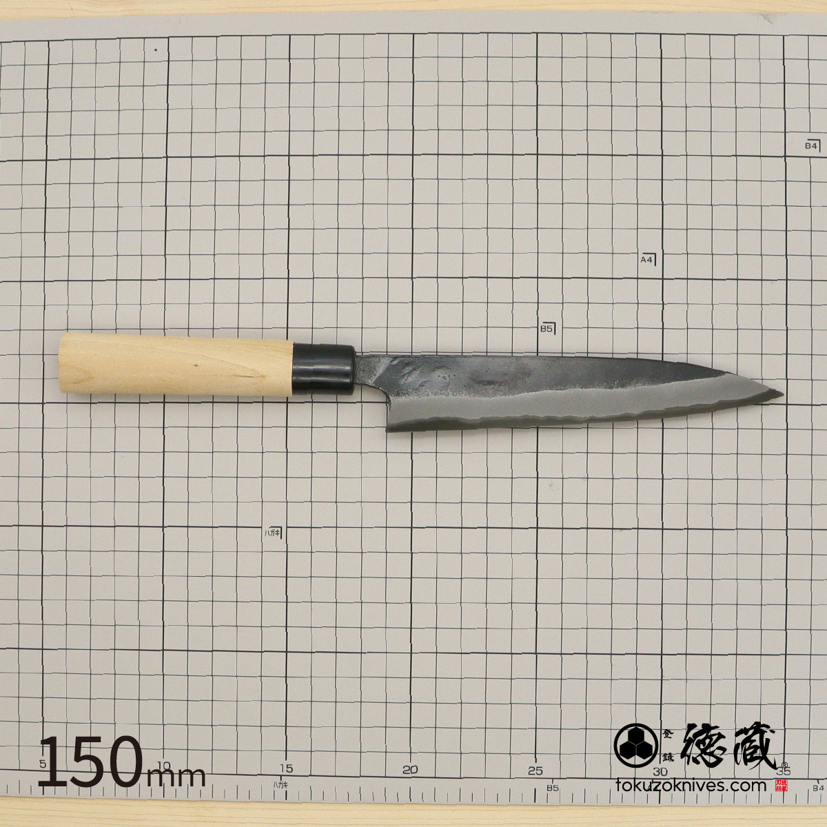 徳蔵 黒打 ペティナイフ 白鋼 黒染 桜柄