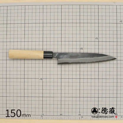徳蔵 黒打 ペティナイフ 白鋼 黒染 桜柄