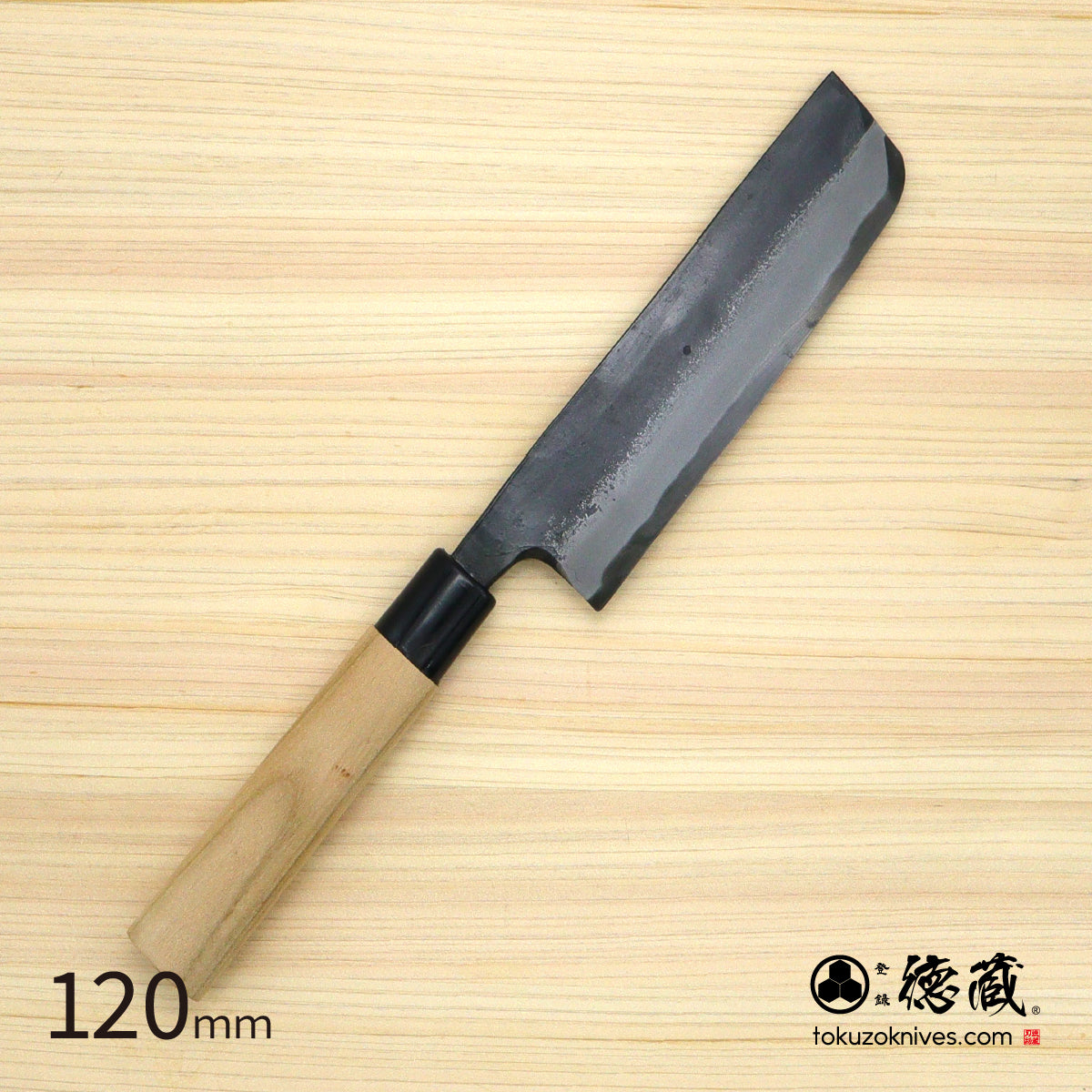 德藏 白钢 黑打厨刀 120mm 樱木柄