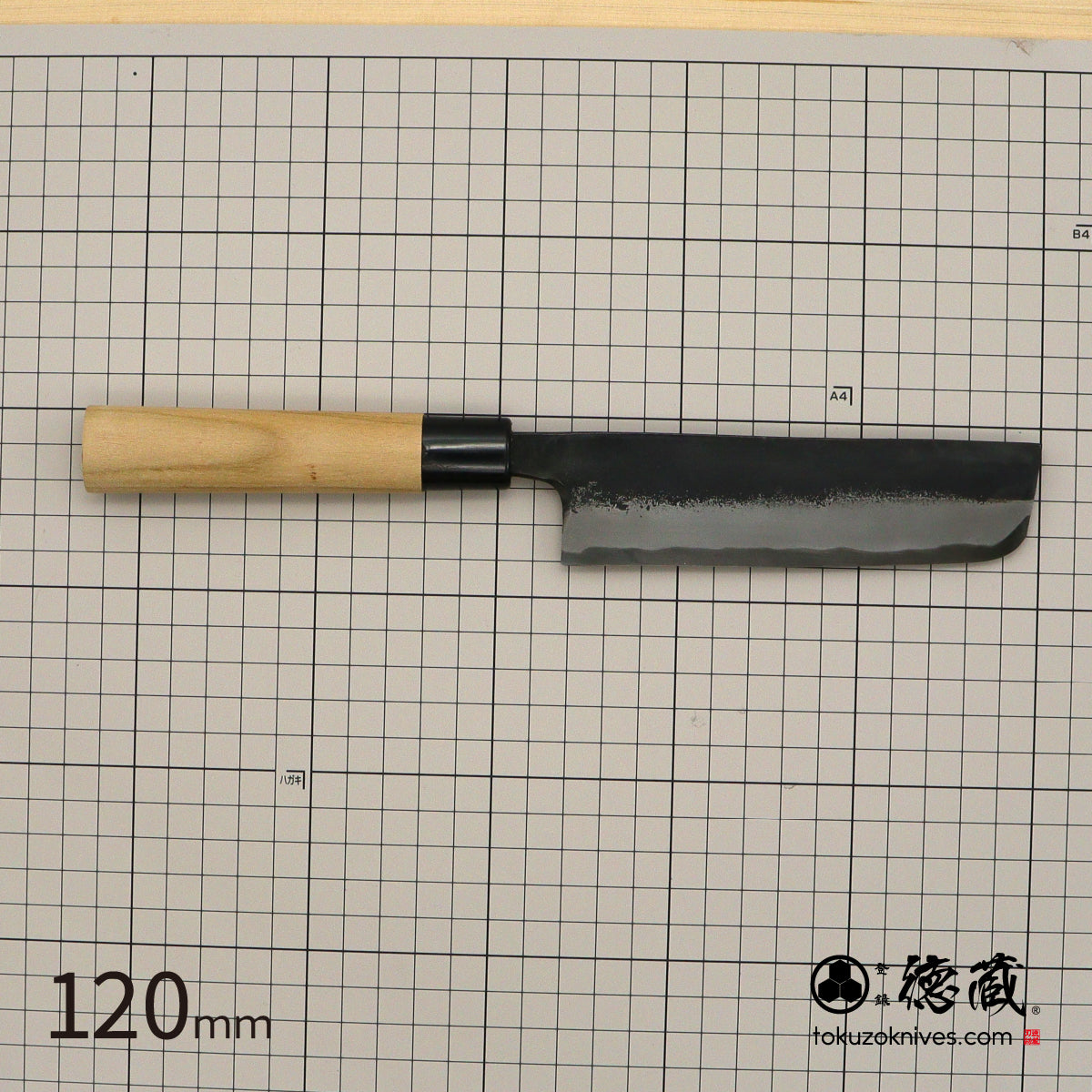 德藏 白钢 黑打厨刀 120mm 樱木柄