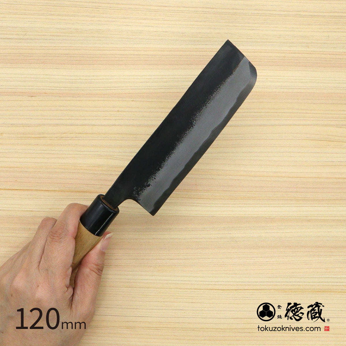 德藏 白钢 黑打厨刀 120mm 樱木柄