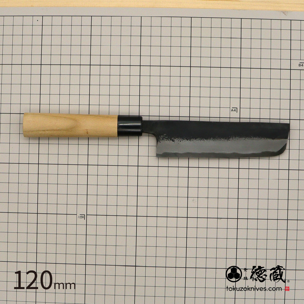 Tokuzo Carbon White Steel Black Finish Nakiri Knife Sakura Handle