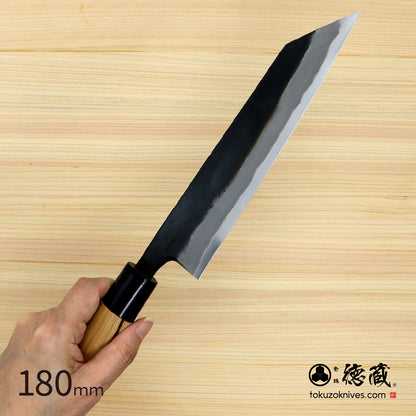 徳蔵　白鋼　黒打仕上　文化包丁　桜柄