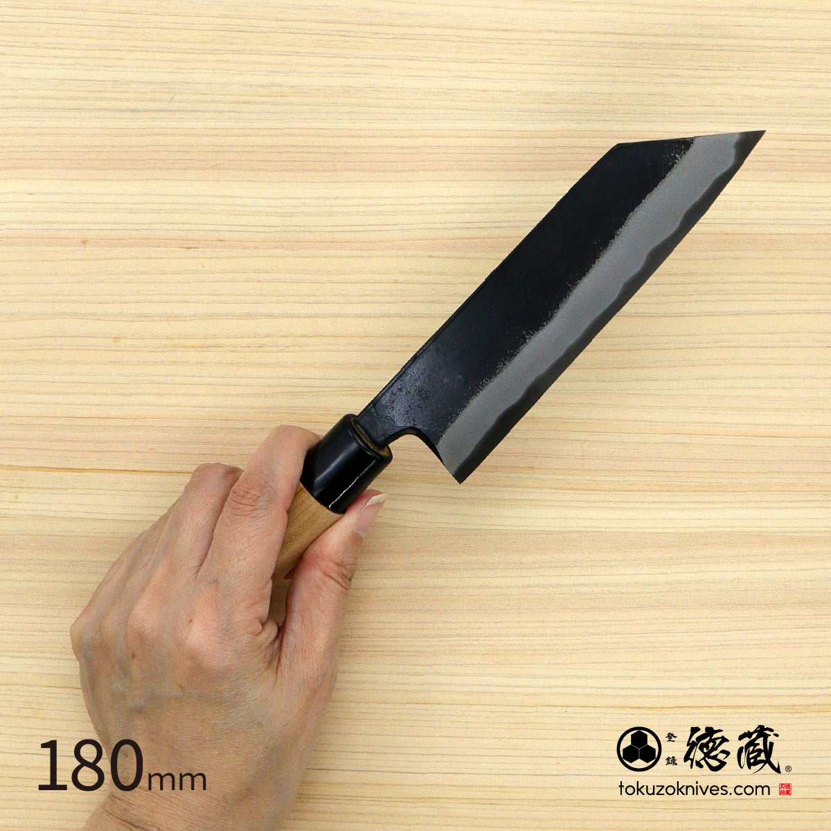 德藏 黑打万用刀 白钢 黑染 樱花手柄